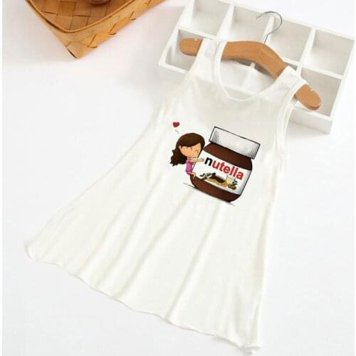 2020 New Girls Dress Baby Dress Nutella Chocolate Sauce Pattern Summer Dress Girl Sleeveless Knee Little Girls Dresses Fashion
