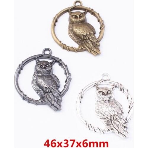 4 pcs ancient silver owl Pendant alloy DIY Fashion charm Bracelet Necklace Jewelry accessories 7759