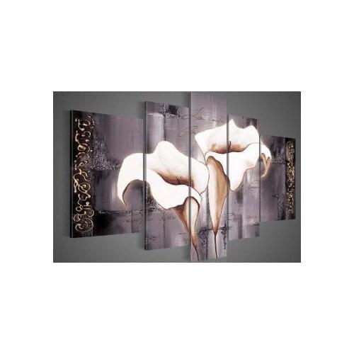 5pcs Hand Painted Oil Painting Flower Oil Painting on Canvas Wall Art Brown Lily Fashion