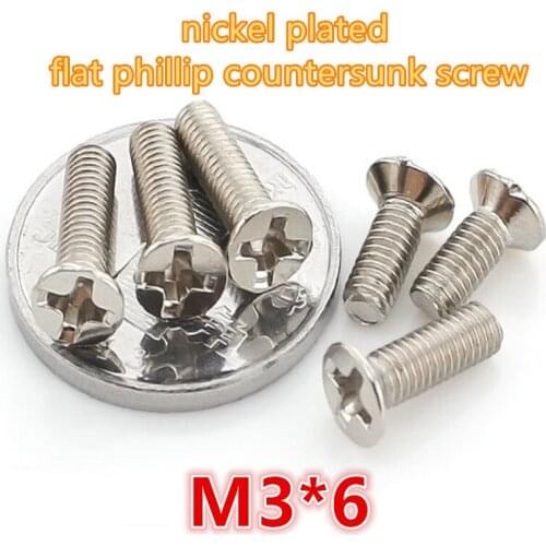 500pcs m3*6 carbon steel with nickel plated phillip cross recessed head mini micro electronic screw machine screw