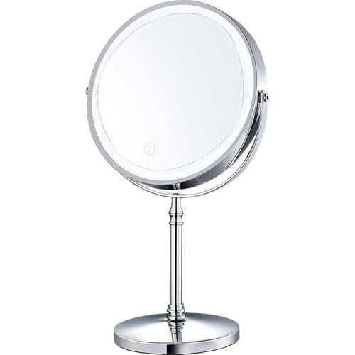5X Magnified Lighted Makeup Double Mirror,7Inch Portable Battery LED Lights Cosmetic Desk Vanity Mirror for Bathroom
