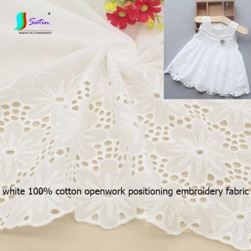 White 100% Cotton Skin-friendly Breathable Openwork Positioning Embroidery Fabric Sewing DIY Clothing Skirt Dress Fabrics A0374F