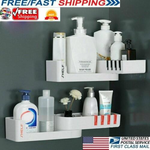 Seamless Rotating Tripod Corner Storage Rack Holder Shelf Bathroom Toilet Bath