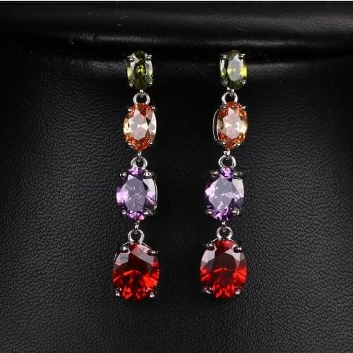 Bettyue Brand Fashion Charm Gothic Style AAA Multicolor Oval Shape Zircon Jewelry Earrings For Woman Elegance Wedding Party Gift