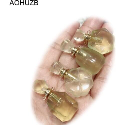 Gemstone Yellow Citrine Perfume Bottle Pendant Necklace Lady Wedding Jewelry Natural Crystals Quartz High Quality Gift