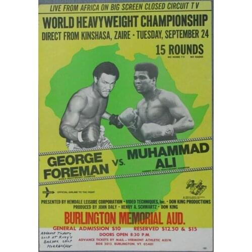 GEORGE FOREMAN VS MUHAMMAD BOXING METAL TIN SIGN POSTER WALL PLAQUE