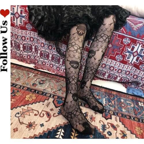 Gothic Dark Skull Fish Net Stockings Female Lolita Black Halloween Harajuku Pantyhose Retro Breathable Punk Sexy Tights Women