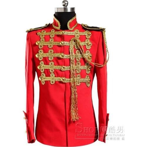 Stand collar 2020 royal costume singer slim men suit set with pants mens suits formal dress european fit suit + pant 4XL