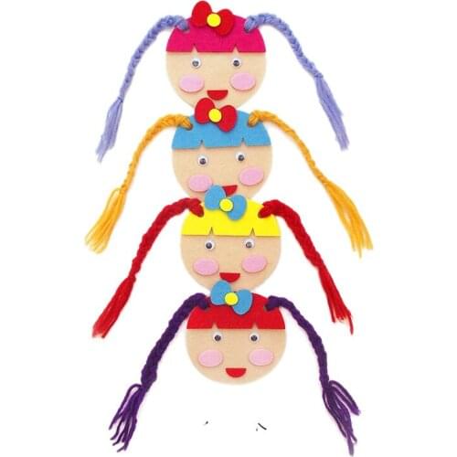 Pretty 4 colors Braid Girl Children handmade Felt handwork Nonwoven Decoration DIY Felt Package