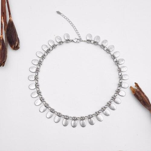 LosoDo short necklace for womens Retro punk style ancient golden silver zine alloy Pendant Necklace surrounded by an ellipse