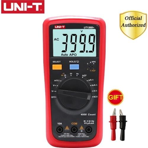 UNI-T UT136B+ UT136C+ Mini Handheld Digital Multimeter Auto Range AC DC Voltage Current Ohm Diode Cap Hz Tester Diode Multimeter