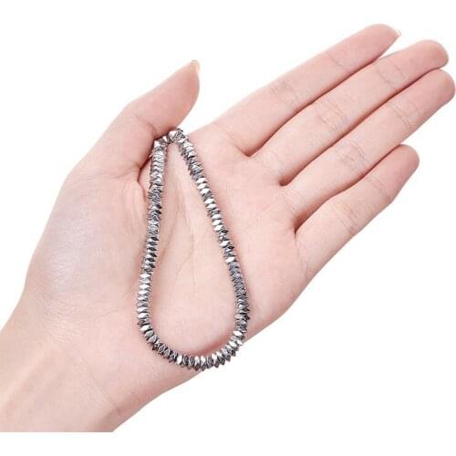 1strand Electroplate Non-magnetic Synthetic Hematite Beads Strands Faceted Square Silver Color Plated Jewelry Making