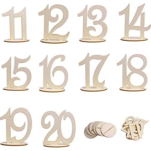 New 1-20 Wooden Table Numbers Set Place Card Holder With Base Banquet Birthday Wedding Party Decoration 50 sets ZA5682