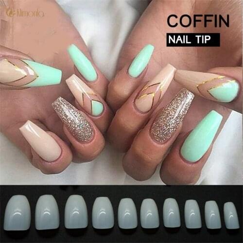 New Arrival Coffin False Nail Art Design Tips 500Pcs/Set Natural Acrylic Polish UV Gel Sticker Salon Design Manicure art Tools