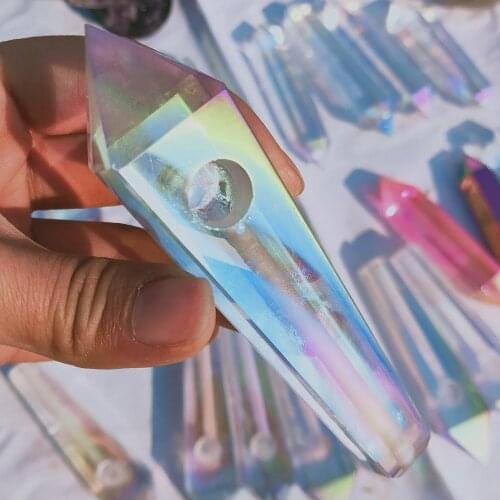 Aura angel quartz wand smoking pipe Crystal Tobacco Pipe with With Metal Filter wholesale price healing
