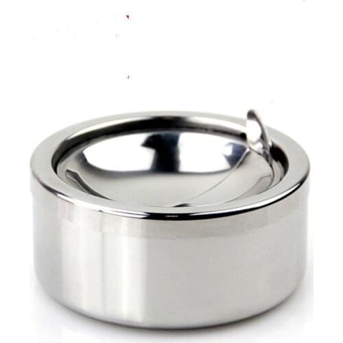 Stainless steel ashtray windproof ashtrays hotel cafe rotating lid
