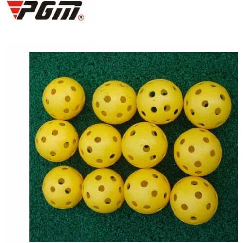 Pgm 2pcs Yellow Golf Practice Balls Lightweight Plastic Airflow Hollow holes Golf Ball Training Tennis/Golfer Supplier D0715