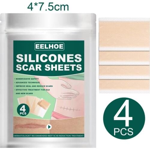 4Pcs/Pack New Remove Acne Scar Stretch Marks Silicone Gel Strips Patch Scar Away Sheet Repair Face Scar Winkle Stickers Patch