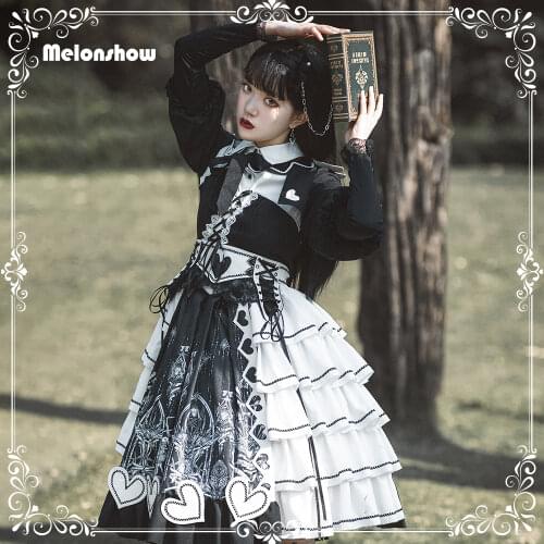 Melonshow Gothic Lolita Girls Lace Tea Party Dress Women Princess Victorian Dresses Japanese OP Kawaii Sweet Punk Prom Costume