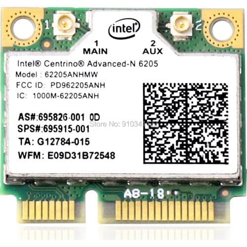 Half MINI PCIE Wifi Card 62205ANHMW 300M CENTRINO ADVANCED-N 6205 INTEL WIRELESS 2.4/5G 0X9JDY WLAN Card for Dell Toshiba