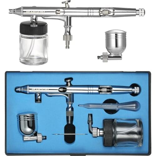 KKmoon Professional Multi-Purpose Side Feed Dual-Action Airbrush Kit Adjustable Air Control 0.25mm 7cc 22cc Trigger Spray Gun