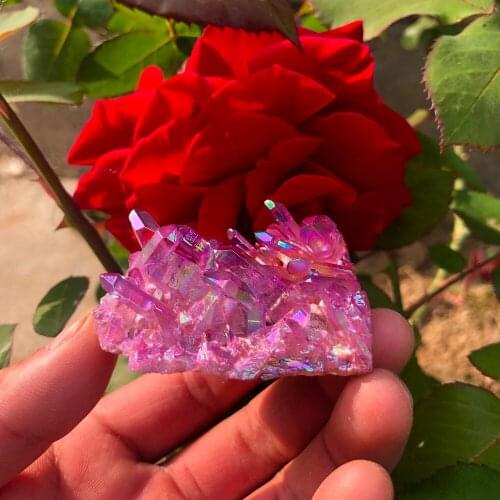 Rare purple flame ring quartz crystal cluster specimen