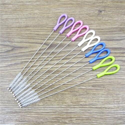 Stainless Steel Handle Brushes Soft Hair Cleaning Tool Baby Milk Feeding Bottle Drink Water Cup Straw Washing Brush F20173916