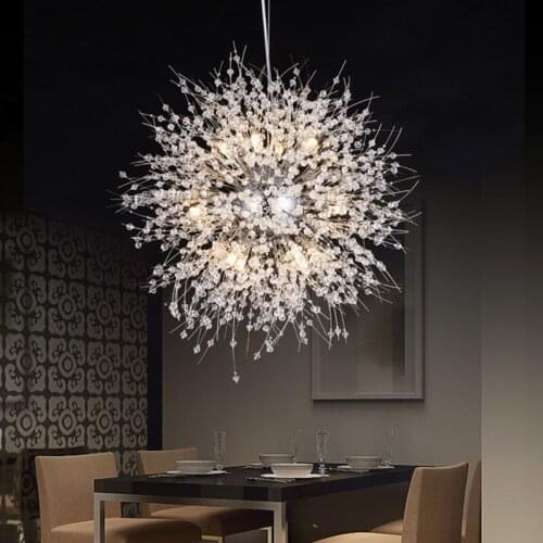 Modern led crystal Pendant lights bar Clothing store Crystal ball led lamp Living room restaurant lamp Dandelion pendant lamp