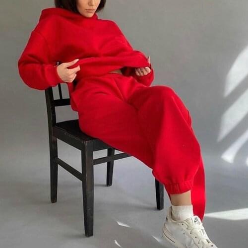 Two Piece Set Tracksuit Women Autumn Winter Clothes Long Sleeve Pullover Crop Top and Pants Leisure Sports Suits Female Outfits