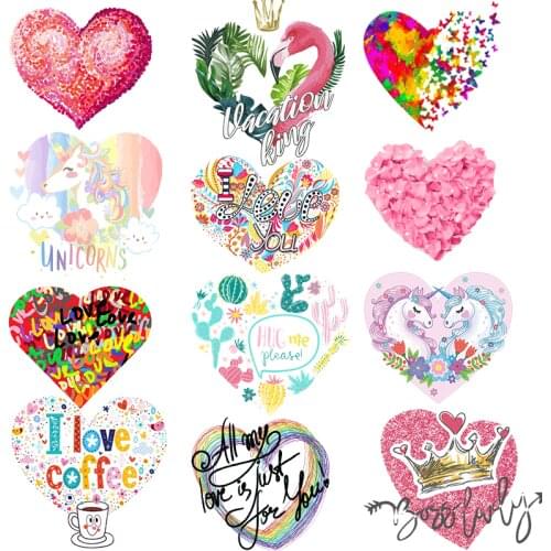 Cartoon Heart Patches For Clothing Iron-on Transfers For Clothing Thermoadhesive Patches Thermal Transfer For Clothes Stickers