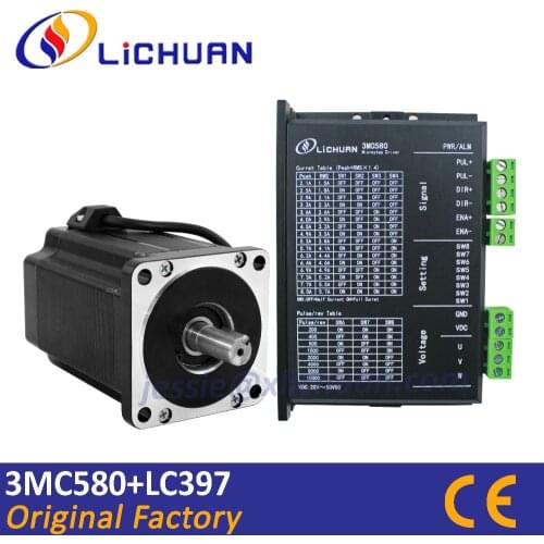 3 phase nema34 hybrid stepper motor LC397 2Nm 5.8A cnc microstep controller driver 3MC580 for router machine