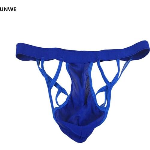 UNWE Low Rise Hollow Out G String Men Thong Sexy Belt Mesh Thong Men Penis Pouch Underwear Cueca Male Panties Gay Breathable