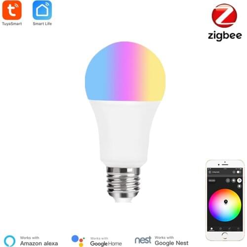 Tuya Smart Zigbee Bulb Intelligent RGBCW Zigbee LED Lamp Bulb E27 Smart Zigbee 3.0 Blub Smartthings Alexa Google Home Compatible