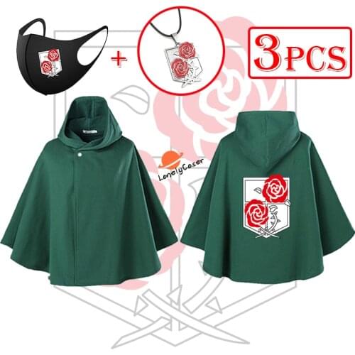 Attack on Titan Cosplay Green Cloak Stationed Corps Hannes Garrison Regiment Guardian Rose Cloak Shingeki No Kyojin Hooded Cape