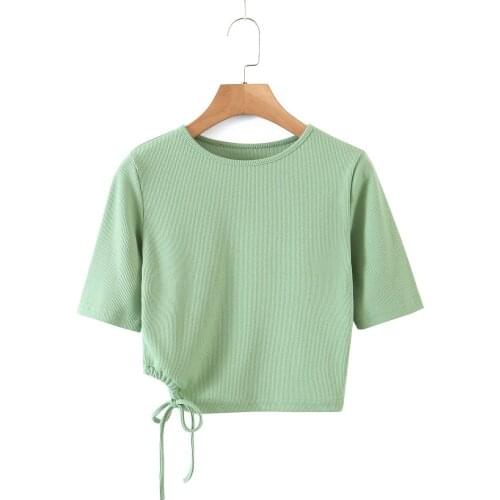 JC·KILIG 2021 Hollow-Out Band Hot Girl T-Shirt Top Spring/Summer 21 Close-Fitting Short Bottom Shirt D9090