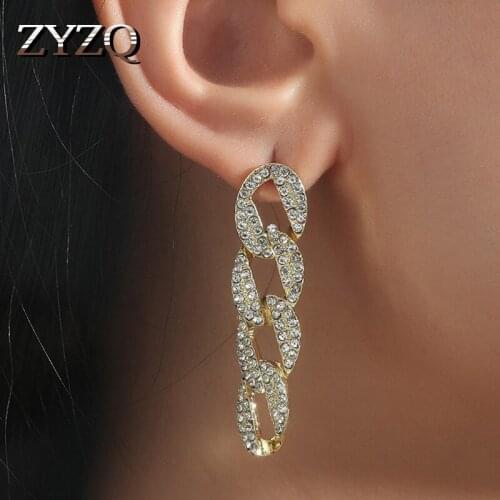 ZYZQ Womens Drop Earrings For Women Fashion Gold Color Chain Crystal Earring Wholesale Jewelry High Quality