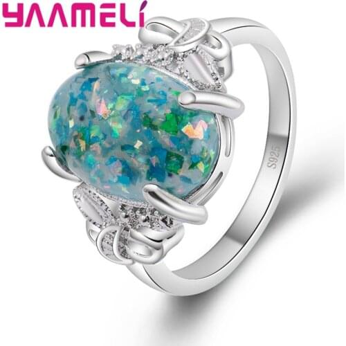 Trendy Big Oval Egg Shape Green Fire Opal Ring AAA Cubic Zircon Halo Engagement Wedding Rings for Women Fashion Ring