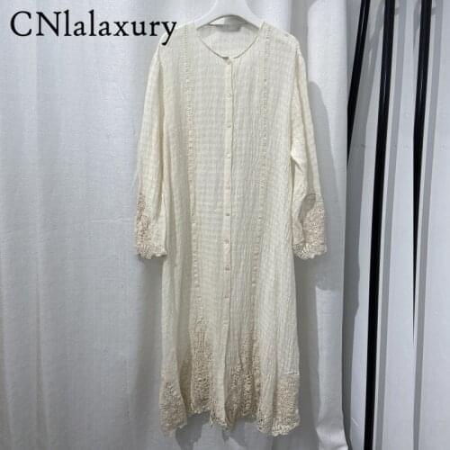 2021 Casual Summer Boho Dress Women Maxi Dress Long Sleeve Apricot Lace Beach Dress Vestidos Verano Kimono Dresses Robe Femme