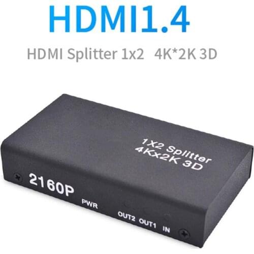 1x2 HDMI-compatible High Definition Splitter 4Kx2K Simultaneous Display Video Audio Adapter