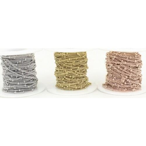 2 Meters Stainless Steel 304 Tube Beaded Cable Link Clip Beads Chain for DIY Anklet Necklaces Bracelet Jewelry Making Supplies