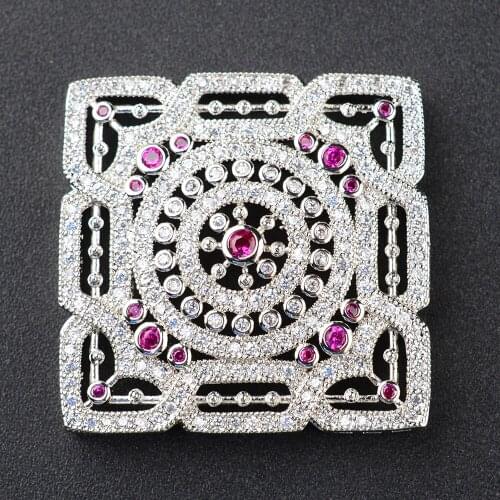 39mm High Quality CZ Micro Pave Square With Clear Green Fushksia Cobalt CZ Jewelry Link Connector
