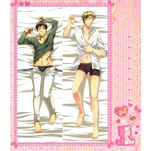 Anime Cartoon Attack On Titan Shingeki No Kyojin Double Bolster Hugging Pillow Case Cover Pillowcase Peach Skin 2 Way No.9110