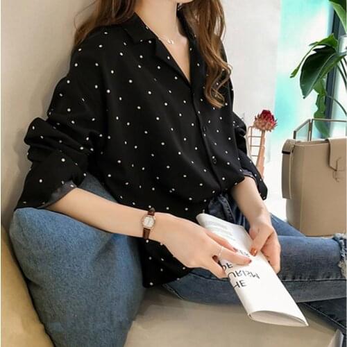 Blouse Women Polka Dot Chiffon V-neck Shirt Women Loose Long Sleeve Shirt Women Blusas Ropa De Mujer