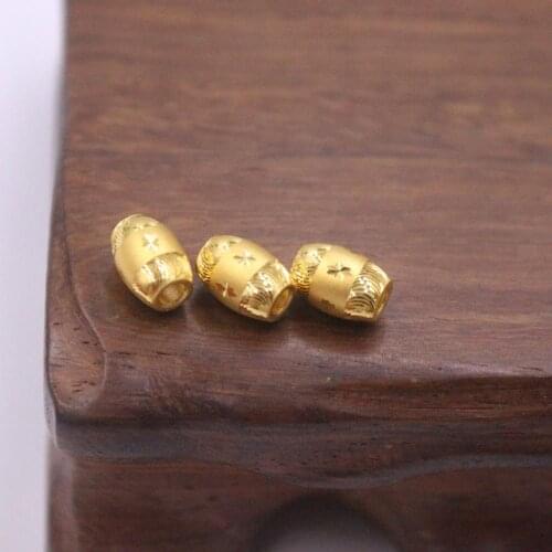 New Pure 24K 3D Yellow Gold Bead 8x4mm Engraving Bead 0.36g Each