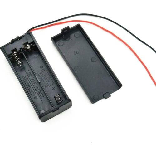 AAA Battery Storage Case Box Holder for 2pcs AAA Batteries with ON/OFF Switch Wire Leads Black Wholesale Hot