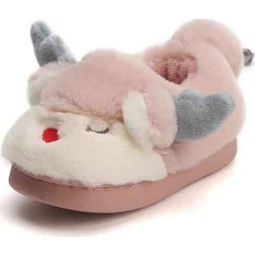 Baby Autumn and winter cotton slippers bag with heel boys and girls home indoor parent-child non-slip and warm woolen cotton