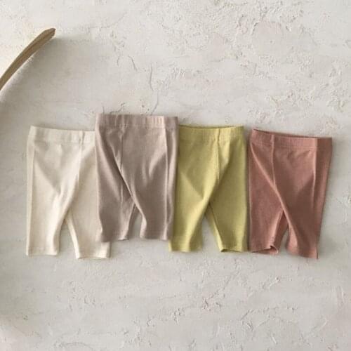 Babys Shorts 2021 Summer New Simple Solid Color Soft Capri Pants Baby Korean Comfortable Summer Calf-length Shorts