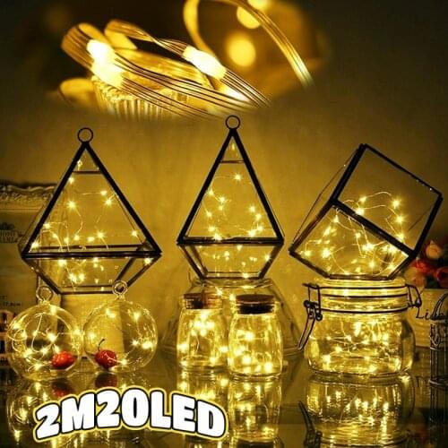 2M 20LED String Lights for Bedroom Fairy Lights Curtain Battery Box Holiday Wedding Party Decor Waterproof Leather Cord Light