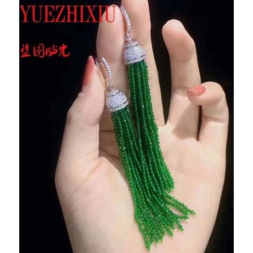 Hot sell European American styles natural color 4mm jade micro inlay zircon accessories earrings fine jewelry