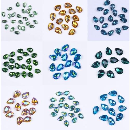Water Drop Crystal Jewelry Hotfix Rhinestones For Clothes Loose non-Glue Glass Craft Accessories Glass Rhinestone For Nail Decor